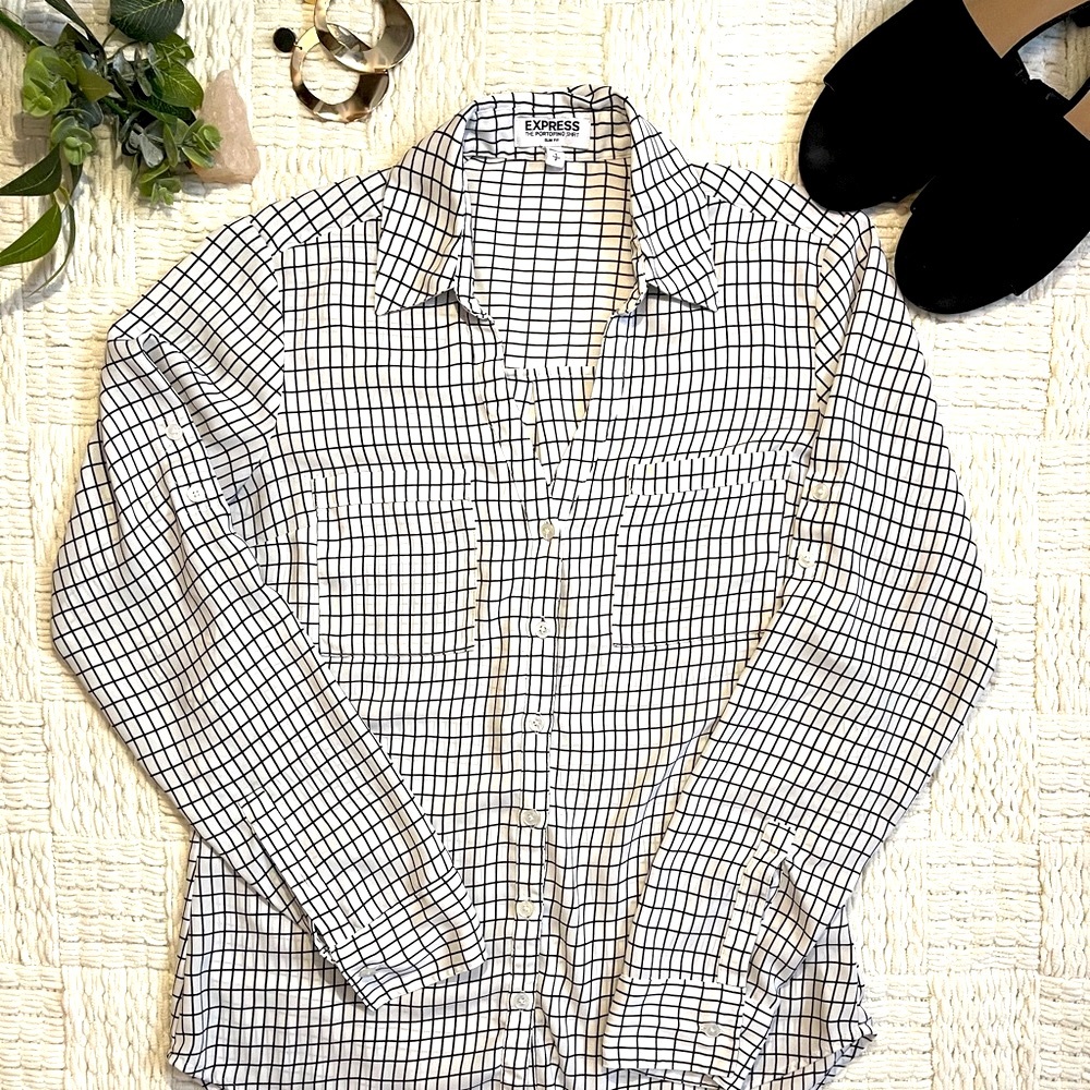Express Striped Silky Blouse Size S
